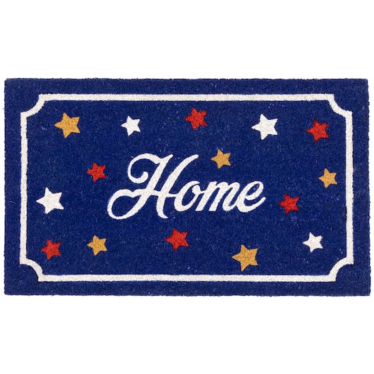 Northlight Blue Coir Americana Outdoor Indoor Rectangular Doormat, One Size, Blue